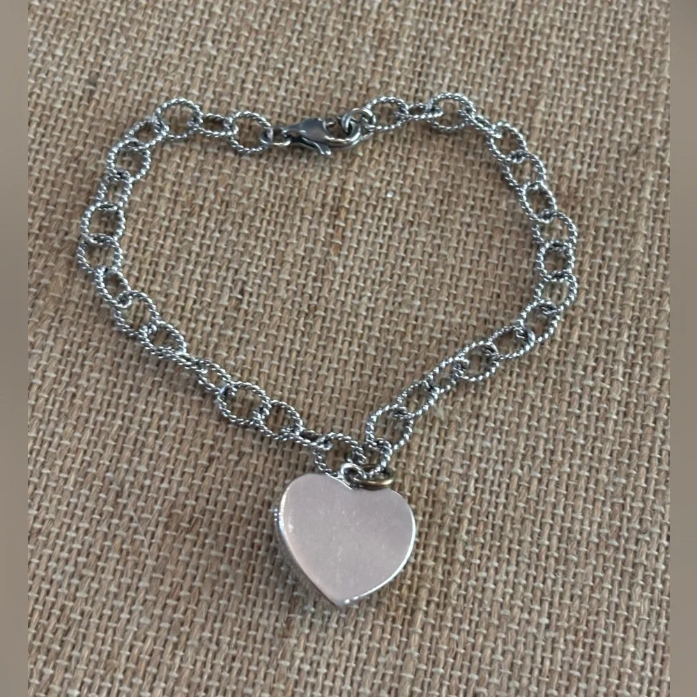 Heart Jewelry Silver and Gold Tone Bracelet Pendant 7”